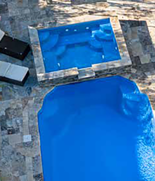 Square Spillover Fiberglass Spa